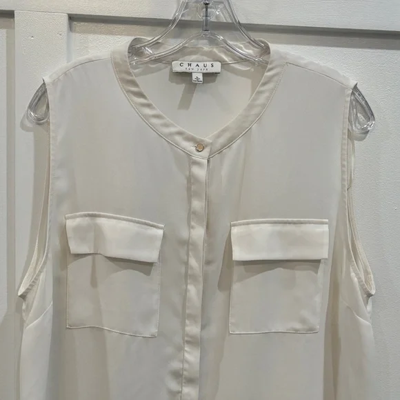 CHAUS Ivory Sleeveless Pocket Camisole - Picture 2 of 4